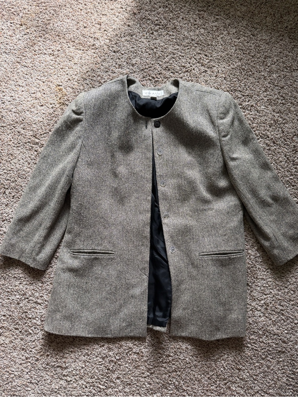 Chaus Women's Collarless Tweed Blazer in Gray